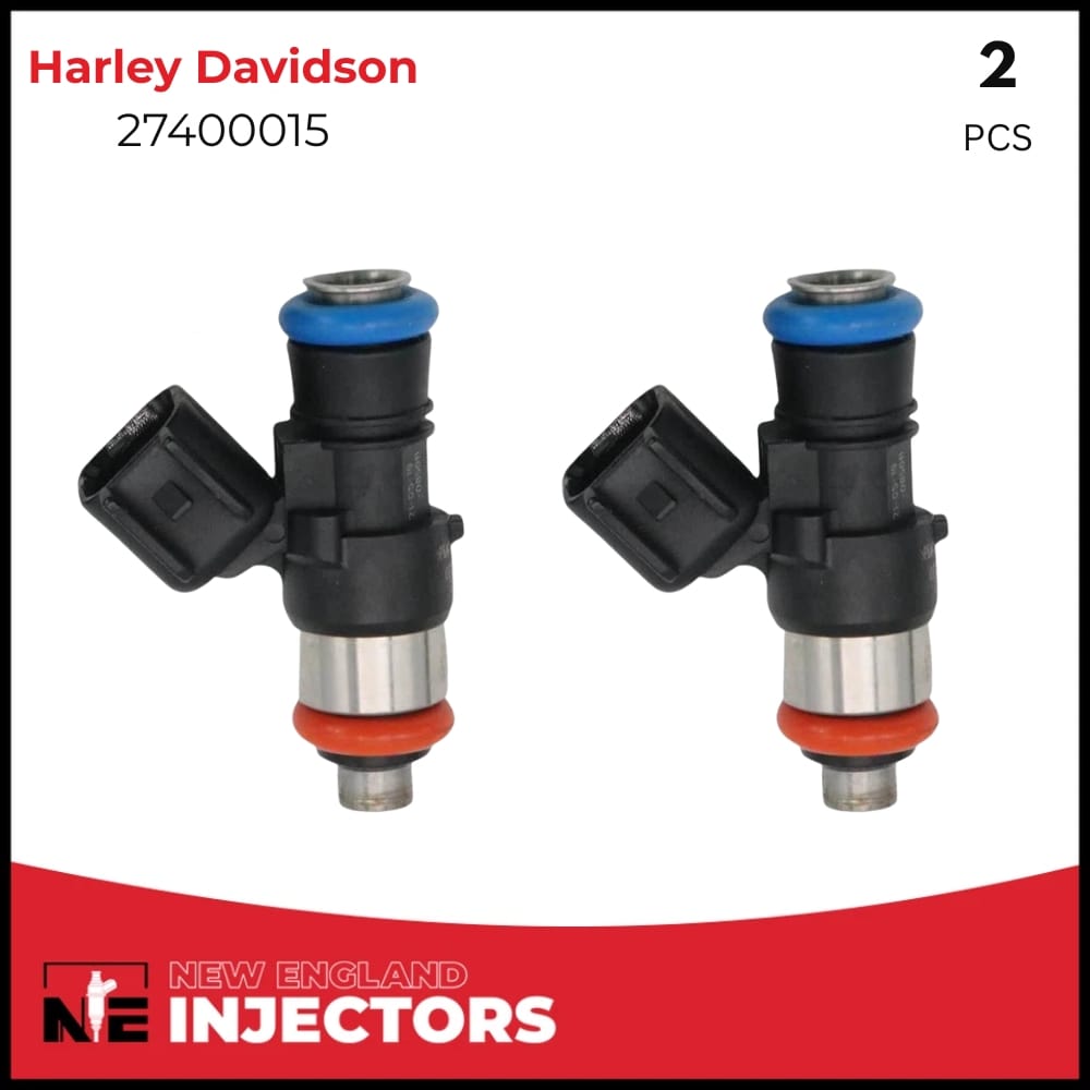Two fuel injectors with Harley Davidson part number 27400015